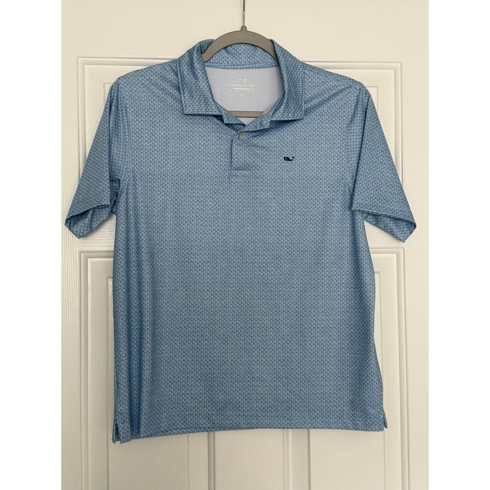 Vineyard Vines Boys Polo Shirt Performance Size Large Whale Pattern